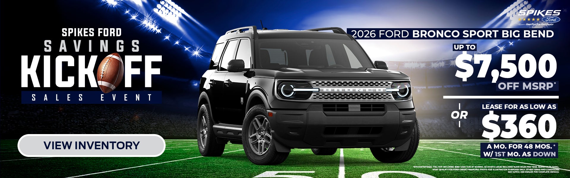 Save $7,500 on 2026 Ford Bronco Sport Big Bend